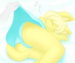 anthro blonde_hair bottomwear butt clothed clothing disembodied_hand duo female fur hair panties panty_shot skirt sleeping underwear upskirt yellow_body yellow_fur young young_anthro lamiaaaa lauir domestic_cat felid feline felis mammal 2017 absurd_res hi_res