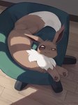 acting_like_a_cat ambiguous_gender brown_body brown_eyes brown_fur eevee feral fur generation_1_pokemon looking_at_viewer nagasaki_wonderful_polyester nintendo one_eye_half-closed pawpads paws pokemon pokemon_(species) solo