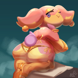 anthro big_breasts big_butt bikini breasts butt clothing ear_piercing ear_ring female gold_(metal) gold_bikini gold_ear_ring piercing ring_piercing solo swimwear two-piece_swimsuit yellow_body yellow_clothes narakob nyarii golden_week nintendo pokemon audino generation_5_pokemon pokemon_(species) 1:1 absurd_res hi_res