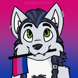 anthro bisexual_pride_colors flag_in_mouth lgbt_pride male mini_flag pride_colors rainbow_flag rainbow_pride_flag rainbow_symbol solo darbington_design blizzard_entertainment warcraft reingarde canid mammal werecanid werecreature worgen 1:1