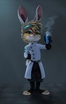 anthro clothed clothing coat eyewear fully_clothed fur goggles green_eyes hand_behind_back holding_object lab_coat laboratory_equipment laboratory_glassware light looking_at_viewer scientific_instrument smile solo standing test_tube topwear white_body white_fur yellow_body yellow_fur skeleion ash_bunny_(skeleion) lagomorph leporid mammal rabbit 2017 digital_media_(artwork) hi_res lighting shaded