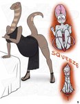 anthro bed black_clothing black_dress black_footwear black_shoes blush bottomless breasts brown_body brown_scales clothed clothing dress duo female female/female footwear forked_tongue fur furniture genitals grey_body grey_fur internal larger_female larger_pred licking licking_lips long_ears oral_vore partially_clothed pussy raised_tail red_clothing red_dress red_eyes red_footwear red_shoes scales shoes size_difference smaller_female solo tail tongue tongue_out vore ketsup cobra mammal mouse murid murine reptile rodent scalie snake distracting_watermark hi_res watermark