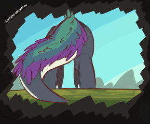 ambiguous_feral ambiguous_gender blue_eyes butt claws day digitigrade eyewear eyewear_on_head feathers feral goggles goggles_on_head green_body green_feathers heart_symbol looking_at_viewer looking_back presenting presenting_hindquarters purple_body purple_feathers rear_view shaking_butt sky snout solo tail toe_claws darkenstardragon capcom monster_hunter fatehunter bird_wyvern scalie seikret animated