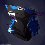 clear-robot collarbone ears_back fur headshot_portrait looking_aside open_mouth pivoted_ears portrait raised_head sergal sharp_teeth solo teeth