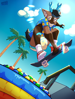 abdl ageplay anthro bodily_fluids diaper genital_fluids infantilism male roleplay solo unclean_diaper urine used_diaper wet_diaper retro_bait retro_kitty deer mammal new_world_deer reindeer 3:4 absurd_res hi_res