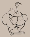 beak big_butt bipedal_feral butt feathers female feral huge_butt solo standing thick_thighs smokey_blokey avian bird ostrich ratite hi_res