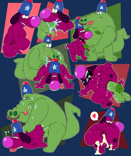 abdominal_bulge anal anal_penetration animal_genitalia anthro anthro_on_anthro anthro_penetrated anthro_penetrating anthro_penetrating_anthro anus aroused aroused_by_another aroused_face aroused_male aroused_smile backdrop belly blush blush_lines bodily_fluids bulge butt butt_grab clothing cum cum_in_ass cum_inside disembodied_genitalia disembodied_penis duo ejaculation facial_hair genital_fluids genitals green_body hand_on_butt hand_on_penis hat headgear headwear heart_symbol humanoid_genitalia larger_male licking liquid looking_at_another looking_at_partner looking_at_partner's_penis looking_back male male/male male_penetrated male_penetrating male_penetrating_male masturbation moobs mustache narrowed_eyes nipples one_eye_closed oral overweight overweight_anthro overweight_male penetration penile penile_penetration penis police police_hat police_officer precum presenting presenting_hindquarters purple_body raised_tail rear_view rimming saliva saliva_string sex sheath simple_background siren_(apparatus) size_difference slightly_chubby slightly_chubby_anthro slightly_chubby_male small_tail smaller_male smaller_penetrated spread_anus spread_legs spreading surprised sweat sweatdrop tail thick_tail tongue tongue_out transparent_background vein veiny_penis hwantsarts cartoon_network chowder_(series) officer_grinder sergeant_hoagie alligator alligatorid canid canine canis crocodilian domestic_dog mammal reptile scalie absurd_res alpha_channel hi_res