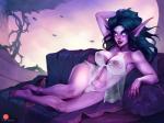 big_breasts bra breasts clothing feet female humanoid_pointy_ears looking_at_viewer nipple_piercing nipples not_furry panties piercing pointy_ears solo translucent translucent_clothing underwear kate_starling blizzard_entertainment warcraft tyrande_whisperwind elf humanoid mammal night_elf 4:3