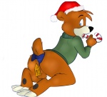 anthro backsack balls bent_over bottomless butt clothed clothing genitals gift holidays male shota solo young young_anthro rotten_robbie taethefox christmas disney talespin kit_cloudkicker bear mammal colored