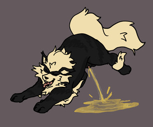 animal_genitalia animal_penis black_body black_fur bodily_fluids canine_genitalia canine_penis eyes_closed feral fur genital_fluids genitals hiked_leg male peeing penis raised_leg sheath solo tan_body tan_fur tongue tongue_out urine watersports spikedcollar_(artist) nintendo pokemon arcanine generation_1_pokemon pokemon_(species) hi_res