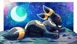 black_body black_fur feral fur moon night pawpads paws red_eyes simulated_traditional_(artwork) blitzdrachin conditional_dnp nintendo pokemon eeveelution generation_2_pokemon pokemon_(species) umbreon 2022 digital_media_(artwork) digital_painting_(artwork) digital_watercolor_(artwork)