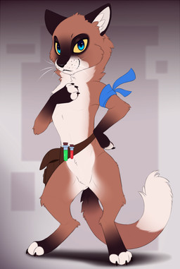 3_fingers 3_toes anthro arm_markings bag biped black_body black_claws black_ears black_fur black_markings black_nose blue_eyes claws closed_smile digitigrade dipstick_tail facial_markings featureless_crotch feet finger_claws fingerless_(marking) fingers front_view fur fur_markings gloves_(marking) grey_background hand_on_chest head_markings inner_ear_fluff leg_markings looking_at_viewer male male_anthro markings mask_(marking) mouth_closed multicolored_body multicolored_fur nude nude_anthro nude_male paw_markings potion semi-anthro simple_background smile smiling_at_viewer snout socks_(marking) solo standing tail tail_markings tan_body tan_fur tan_tail toe_claws toeless_(marking) toes tuft vial whiskers white_body white_fur white_inner_ear white_inner_ear_fluff white_markings white_tail white_tail_tip yellow_body meraence domestic_cat felid feline felis mammal 2023 digital_media_(artwork) hi_res