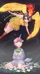 blue_bow blue_clothing blue_dress breasts clothing crossgender dress duo eyelashes feathers female flower flying green_ribbon hair looking_up mane night orange_eyes pink_hair pink_mane plant sitting smile wings yellow_body yellow_clothing yellow_dress yellow_feathers yellow_wings tadano_magu_(artist) hi_no_tori kemono_friends mythology osamu_tezuka sanrio unico_(series) phoenix_(kemono_friends) unico_(kemono_friends) animal_humanoid avian avian_humanoid equid equid_humanoid humanoid mammal mammal_humanoid mythological_avian mythological_bird mythological_creature mythological_firebird phoenix_humanoid unicorn_humanoid crossover hi_res