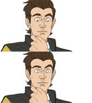 5_fingers brown_hair clothed clothing fingers hair heterochromia human_only looking_at_viewer male not_furry simple_background solo straight_face natalie_de_corsair 2k_games borderlands rhys_(borderlands) human mammal digital_media_(artwork)