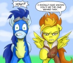 blue_body blue_feathers comic dialogue duo english_text equid equine feathered_wings feathers female feral friendship_is_magic hair hasbro looking_at_viewer male mammal my_little_pony mythological_creature mythological_equine mythology pegasus pluckyninja soarin_(mlp) spitfire_(mlp) text wings wonderbolts_(mlp) yellow_body yellow_feathers