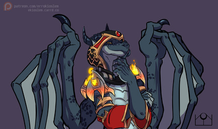 anthro armor half-closed_eyes hood horn looking_at_viewer male membrane_(anatomy) membranous_wings narrowed_eyes simple_background smug_face solo three-quarter_view wings errokioslem blizzard_entertainment european_mythology mythology warcraft dracthyr dragon mythological_creature mythological_scalie scalie western_dragon half-length_portrait portrait
