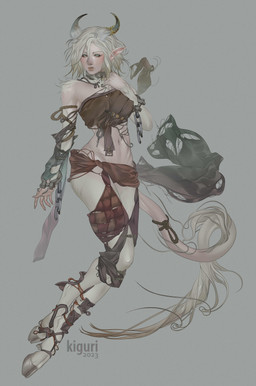 armor belly blue_eyes chain clothing female front_view fur hair hooves horn humanoid_pointy_ears navel pale_skin pointy_ears simple_background solo split_form tail unguligrade white_body white_fur white_hair kiguri mythology horned_humanoid humanoid satyr tailed_humanoid absurd_res hi_res