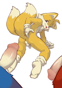 2_tails all_fours anthro anus backsack balls blep blue_body blue_eyes butt clothing dipstick_tail erection feet footwear foreskin fur genitals gloves group half-erect hand_on_butt handwear imminent_anal imminent_sex looking_at_viewer looking_back male male/male markings mostly_nude multi_tail orange_body penis perineum presenting presenting_anus presenting_hindquarters red_body retracted_foreskin smile socks soles solo_focus tail tail_markings tongue tongue_out trio white_body white_fur y_anus bb_xiongmao sega sonic_the_hedgehog_(series) knuckles_the_echidna miles_prower sonic_the_hedgehog canid canine echidna eulipotyphlan fox hedgehog mammal monotreme 2022 absurd_res digital_drawing_(artwork) digital_media_(artwork) hi_res