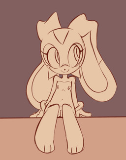anthro areola big_ears biped blush blush_lines closed_smile clothing female flat_chested floppy_ears front_view genitals gloves gloves_only handwear handwear_only humanoid_genitalia humanoid_vulva long_ears looking_aside lop_ears mostly_nude mouth_closed nipples simple_background sitting smile solo vulva young young_anthro young_female bunirona sega sonic_the_hedgehog_(series) cream_the_rabbit lagomorph leporid mammal rabbit 2026 hi_res monochrome sketch