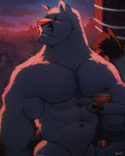 5_fingers abs albino anthro beverage biceps desert detailed_background fingers fur holding_beverage holding_object humanoid_hands male muscular muscular_anthro muscular_male navel nude pecs red_eyes solo sunset text whiskers white_body white_fur solothewolf echo_(series) echo_project the_smoke_room samuel_ayers cougar felid feline mammal 2021 artist_name colored hi_res