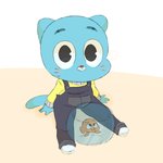 anthro aquarium clothing daww fish_bowl looking_at_viewer male overalls solo toddler vivarium young young_anthro threek cartoon_network the_amazing_world_of_gumball darwin_watterson gumball_watterson domestic_cat felid feline felis fish mammal marine 1:1 hi_res