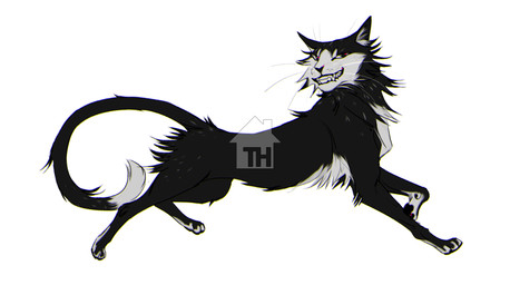 ambiguous_feral ambiguous_gender black_body black_eyes black_fur black_pawpads black_tail cheek_tuft dipstick_tail facial_tuft fangs feral fur glistening glistening_eyes grin markings narrowed_eyes neck_tuft pawpads side_view simple_background smile solo tail tail_markings teeth tuft white_background white_tail justkiddinb domestic_cat felid feline felis mammal hi_res watermark