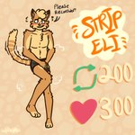 anthro art_meme blush breaking_the_fourth_wall clothed clothing fur male multicolored_body multicolored_fur partially_clothed simple_background solo text underwear yellow_body yellow_fur solarlewds strip_meme twitter eli_(solarlewds) felid feline mammal 1:1 digital_media_(artwork) english_text hi_res meme