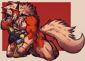 abs accessory ambiguous_gender anthro barazoku bedroom_eyes biceps big_muscles big_pecs black_body blep blush butt chest_tuft countershade_fur countershade_torso countershading dipstick_ears dog_tags ear_markings facial_markings fangs fingers fluffy fluffy_tail fur hair head_markings inviting jewelry kneeling licking licking_lips looking_away male male_anthro manly markings melee_weapon multicolored_body multicolored_ears multicolored_fur multicolored_hair muscular muscular_anthro muscular_male muscular_thighs narrowed_eyes neck_tuft necklace necklace_only nude obstructed_eyes orange_body orange_fur paws pecs plushie pose red_background red_eyes scar seductive sharp_teeth side_view simple_background size_difference solo spiky_hair sword tail tan_background tan_body teeth text thick_arms tongue tongue_out tuft two_tone_body two_tone_fur weapon white_background white_body white_fur white_hair yellow_body yellow_eyes yellow_fur jwbash nintendo pokemon pokemon_mystery_dungeon spike_chunsoft kyoto_rex canid canine dusk_lycanroc generation_4_pokemon generation_7_pokemon lucario lycanroc mammal pokemon_(species) shiny_pokemon absurd_res hatching_(art) hi_res shaded watermark