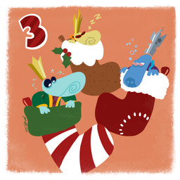 4_fingers big_nose black_sclera blue_body blue_markings blue_skin bodily_fluids border bubble christmas_stocking clothed clothed_humanoid clothed_male clothing coat crown eyes_closed fingers floating_crown green_clothing green_coat green_topwear group headgear holidays holly_(plant) inside_stocking king lidded_eyes light male markings mouthless no_eyebrows number orange_background pink_eyes plant purple_clothing purple_coat purple_shirt purple_topwear royalty shirt simple_background skull_(marking) sleeping sound_effects sweat sweatdrop text tired topwear trio vowelless vowelless_sound_effect white_border white_eyes worried yellow_body yellow_skin zzz raygirl christmas flaming_teensy grand_minimus the_first_king humanoid teensie 1:1 2020 cel_shading colored digital_drawing_(artwork) digital_media_(artwork) english_description english_text lighting lineless shaded signature