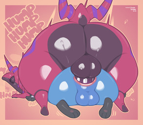 2_horns 3_toes 4_fingers anal anal_fluids anal_penetration anthro anthro_on_anthro anthro_penetrated anthro_penetrating anthro_penetrating_anthro anthrofied anus backsack balls big_balls big_butt big_dom_small_sub black_balls black_body black_eyelids black_markings black_penis black_perineum black_skin blue_balls blue_body blue_skin bodily_fluids border butt butt_size_difference curvy_figure darkened_balls darkened_genitalia darkened_penis dominant duo erection excited eyelashes eyes_closed facial_markings feet femboy fingers from_behind_position fur genital_raphe genitals glistening glistening_anus glistening_balls glistening_body glistening_butt glistening_eyes glistening_genitalia glistening_legs glistening_perineum glistening_skin glistening_thighs gloves_(marking) hand_spike head_markings horn huge_butt huge_thighs humanoid_genitalia humanoid_hands humanoid_penis larger_anthro larger_male looking_pleasured male male/male male_penetrated male_penetrating male_penetrating_male markings mouthless multicolored_body multicolored_skin nude onomatopoeia open_mouth open_smile outline penetration penile penile_penetration penis penis_in_ass perching_position perineum pink_tongue pokemorph purple_background purple_markings purple_penis raphe_(anatomy) rear_view red_tail scrotal_raphe sex shaft_divide side_view simple_background sitting_on_another size_difference small_tail smaller_anthro smaller_male smile snout solo_focus sound_effects spikes spikes_(anatomy) sweat sweaty_balls sweaty_butt sweaty_genitalia tail tan_body tan_border tan_fur tan_outline text thick_thighs toes tongue two_tone_body two_tone_skin two_tone_tail wide_hips frumples nintendo pokemon arthropod canid canine canis generation_4_pokemon generation_5_pokemon insect lucario mammal pokemon_(species) scolipede 2025 artist_name colored dated digital_drawing_(artwork) digital_media_(artwork) english_text hi_res shaded signature