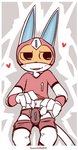 anthro armor blush clothing embarrassed fur genitals headgear helmet male penis solo superhero underwear visor white_body white_fur kukat animal_crossing nintendo kid_cat_(animal_crossing) domestic_cat felid feline felis mammal absurd_res hi_res