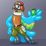 anthro beak blue_body inflatable open_mouth pool_toy smile solo symrea bird_up indigo_park mollie_macaw animate_inanimate avian bird living_inflatable 1:1 hi_res