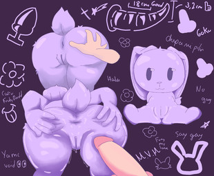 anal andromorph anthro anus ass_up big_butt butt butt_focus female female/female feral huge_butt intersex intersex/male male male/female nude nude_female plushie text gaku_gaku fan_character pipi human humanoid lagomorph mammal english_text