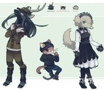 alternate_species anthro bottomwear clothing facial_tuft female group hair jacket kemono looking_at_viewer maid_uniform male pants standing topwear trio tuft uniform honzumaruii_(artist) danganronpa danganronpa_v3 spike_chunsoft kirumi_tojo korekiyo_shinguji ryoma_hoshi borzoi canid canine canis deer domestic_cat domestic_dog felid feline felis hunting_dog mammal sighthound hi_res