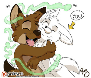 anthro brown_body brown_fur dipstick_tail duo eyes_closed fangs fur head_tuft hug logo male male_anthro markings mouth_closed musk nude one_eye_closed open_mouth open_smile patreon_logo simple_background smile tail tail_markings teeth tuft white_background white_body white_fur pandapaco patreon ambient_arthropod ambient_fly ambient_insect canid canine mammal 2019 artist_logo signature