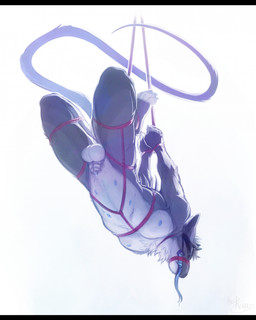 animal_genitalia anthro arms_tied balls bdsm black_bars blindfold bodily_fluids bondage bound chastity_cage chastity_device genital_fluids genitals hands_behind_back hands_tied legs_tied male male_anthro multi_nipple muzzle_(object) nipples nude_anthro nude_male over_sheath_chastity_cage penis penis_tip precum restraints rope rope_bondage rope_harness rope_muzzle sheath sheath_chastity_cage simple_background solo submissive submissive_anthro submissive_male suspension suspension_bondage tongue tongue_out wearing_chastity_cage wearing_chastity_device white_background r4wry renard_(noirenard) hybrid mammal digital_media_(artwork) hi_res letterbox