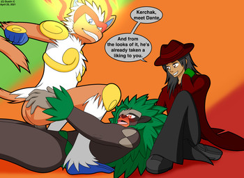 anal anal_penetration anthro anthro_on_anthro anthrofied blush brown_body brown_eyes brown_fur butt dialogue duo erection fire fur genitals green_hair group hair male male/male male_penetrated male_penetrating male_penetrating_male open_mouth penetration penis power_bottom sex simple_background smile speech_bubble text trio white_hair dustin_c nintendo pokemon ape generation_4_pokemon generation_8_pokemon gorilla haplorhine human infernape mammal monkey pokemon_(species) primate rillaboom digital_media_(artwork) english_text hi_res