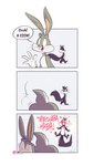 anthro aroused bent_over butt duo embarrassed excited_female female heart_eyes heart_symbol male male/female mooning shaking_butt surprised vaporotem looney_tunes warner_brothers bugs_bunny penelope_pussycat domestic_cat felid feline felis lagomorph leporid mammal rabbit