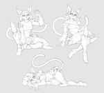 anthro armor armwear clothing female hair long_hair multiple_poses pose solo tail pinwired felid feline mammal