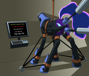 anal anal_fluids anal_penetration armor bdsm black_body blue_tail bodily_fluids bondage bound clitoral clitoris clothing computer cutie_mark double_penetration electronics female feral folded_wings footwear fucking_machine genital_fluids genitals horn long_duration_stimulation machine penetration shoes solo tail vaginal vaginal_fluids vaginal_penetration vulva wings literaturabdsm friendship_is_magic hasbro my_little_pony mythology nightmare_moon_(mlp) equid equine mammal mythological_creature mythological_equine unicorn 2019 digital_media_(artwork)