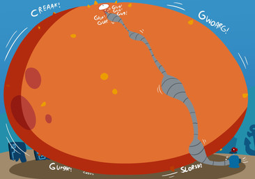 anchor hose hose_in_mouth hose_inflation hyper hyper_inflation inflation liquid_inflation motion_lines onomatopoeia shadow sound_effects text tube_bulge water_ballooning water_inflation white_text cozzy pump_puffer aquatic fish pufferfish tetraodontiform 2023 artist_name hi_res