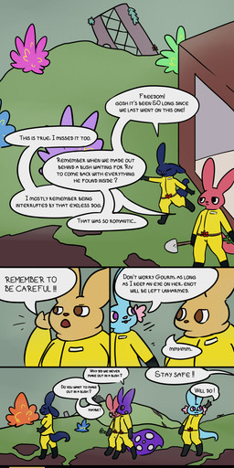 andromorph anthro belt boots clothing computer_screen dialogue female fog footwear gloves grass gynomorph handwear inside intersex male outside plant scar screen ship shoes shovel tail text tools vehicle watercraft work_uniform yelling erinthebat lethal_company rain_world videocult gourmand_(rain_world) hunter_(rain_world) inv_(rain_world) rivulet_(rain_world) spearmaster_(rain_world) slugcat 2025 absurd_res comic english_text hi_res