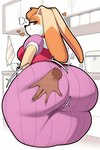 anthro big_butt biped breasts butt butt_grab clothed clothing detailed_background disembodied_hand female hand_on_butt heart_symbol huge_butt huge_hips huge_thighs looking_back mature_female multicolored_body pupils smile thick_thighs wide_hips igxxiii sega sonic_the_hedgehog_(series) vanilla_the_rabbit lagomorph leporid mammal rabbit hi_res