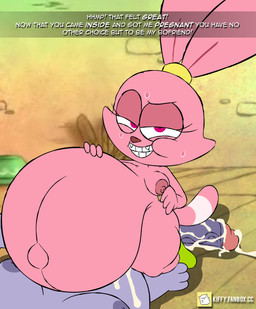 after_sex anthro areola baby_trapping belly big_belly big_breasts big_penis bodily_fluids breast_expansion breasts cum cum_inflation cum_inside duo exclamation_point expansion female genital_fluids genitals glans huge_penis humanoid_genitalia humanoid_penis inflation loli looking_at_viewer lying male male/female moobs nipples nude on_back overweight overweight_anthro overweight_male penis pink_areola pink_body pink_eyes pink_nipples pregnant purple_areola purple_body purple_nipples shota small_but_hung smile text vein veiny_penis young young_anthro young_female young_male kiffy_(artist) cartoon_network chowder_(series) chowder panini_(chowder) lagomorph leporid mammal rabbit absurd_res english_text hi_res