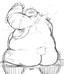 anthro belly genitals kemono male overweight overweight_anthro overweight_male penis simple_background sitting solo white_background chiro_(artist) fanfan bear giant_panda mammal 2015 monochrome