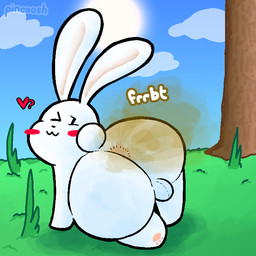 :3 anus backsack balls big_butt blush butt fart fart_cloud fart_fetish feral fur genitals grass heart_symbol looking_at_viewer looking_back male one_eye_closed outside paws plant quadruped rear_view solo sound_effects text tree vowelless vowelless_sound_effect white_body white_fur pincoosh terraria lagomorph leporid mammal rabbit 1:1 artist_name digital_media_(artwork) hi_res