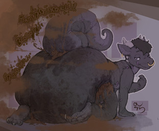 anthro beckoning bedroom_eyes big_diaper diaper diaper_blowout fart fart_cloud feces feces_blowout gesture huge_diaper hyper_diaper male narrowed_eyes seductive anonymous_artist messykobold animate_inanimate diaper_creature kobold scalie hi_res
