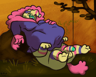 abdominal_bulge ambiguous_gender ambiguous_prey bodily_fluids dripping drooling duo forced genital_fluids genitals humanoid_genitalia humanoid_penis humanoid_prey male onomatopoeia oral_vore organs overweight overweight_male overweight_pred overweight_taur penis precum precum_drip pubes reclining rumbling_stomach saliva saliva_string solo sound_effects struggling struggling_prey taur_pred text unwilling_prey vore analog_vorer garten_of_banban fan_character humanoid monster monstrous_humanoid taur 5:4 hi_res