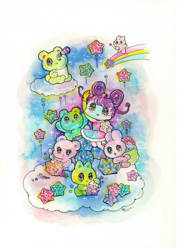 accessory ambiguous_gender anthro bangs braided_hair braided_pigtails chibi clothed clothing eyelashes female fingers fur glistening glistening_eyes group hair kemono open_mouth simple_background sparkles tail yurie_sekiya bear domestic_cat felid feline felis human lagomorph leporid mammal rabbit hi_res painting_(artwork) traditional_media_(artwork) traditional_painting_(artwork) traditional_watercolor_(artwork) watercolor_(artwork)