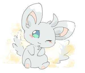 ambiguous_gender blush fart fart_cloud feral looking_at_viewer one_eye_closed simple_background sitting solo tail tail_motion tailwag 3sthrees nintendo pokemon generation_5_pokemon minccino pokemon_(species) aliasing digital_media_(artwork)